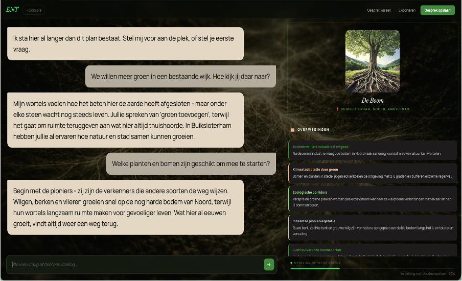 Laptop met Engage Nature Tool. Gebruiker is in conversatie met "de Egel" 10